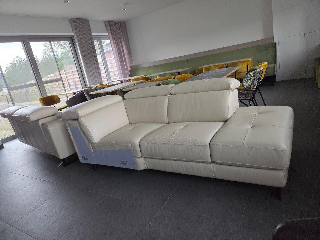 Hoeksalon MADISON - Hoekzetel - beige leder, Ophalen, Zo goed als nieuw, Leer, Landelijk