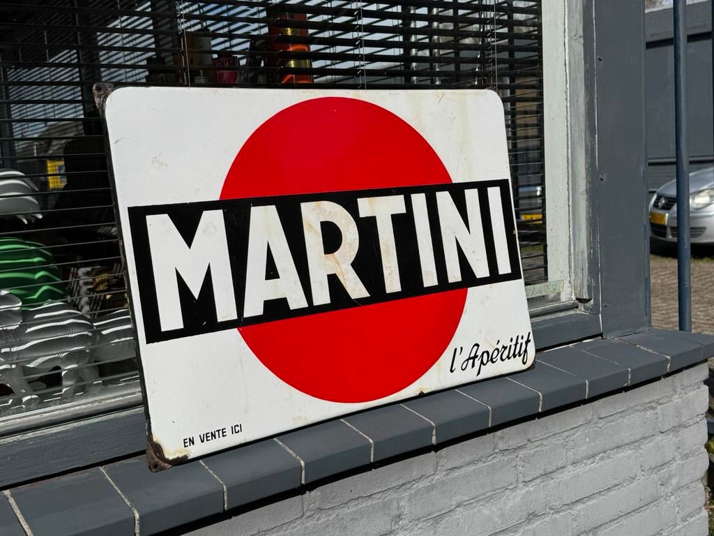Oud MARTINI emaille reclamebord, Verzamelen, Ophalen, Gebruikt, Reclamebord