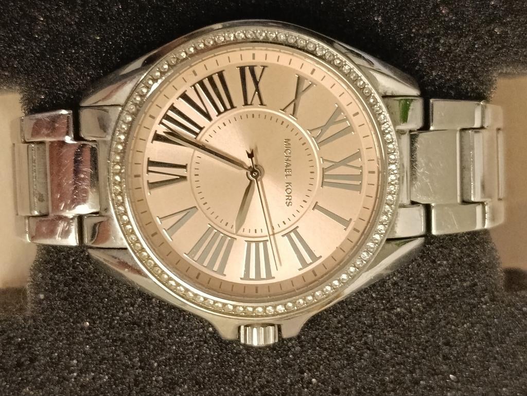 Michael Kors Kacie Three Hand Roze Wijzerplaat Zilveren Stal, Ophalen of Verzenden