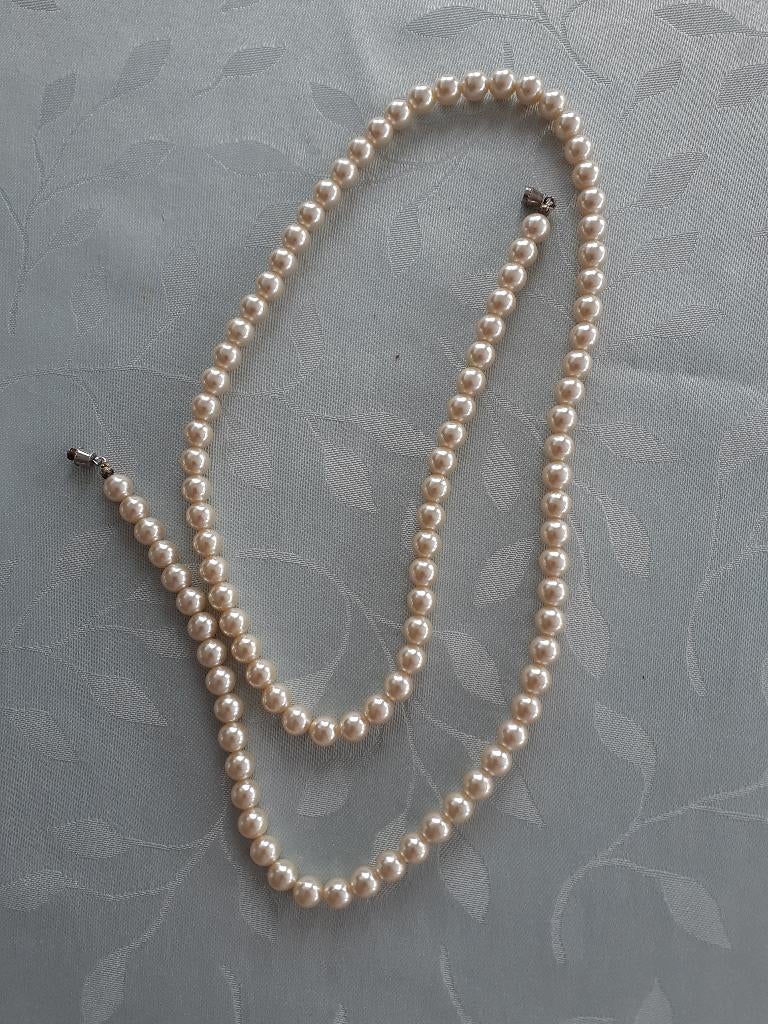 Long collier de perles anciennes - 80 cm, Enlèvement ou Envoi, Collier