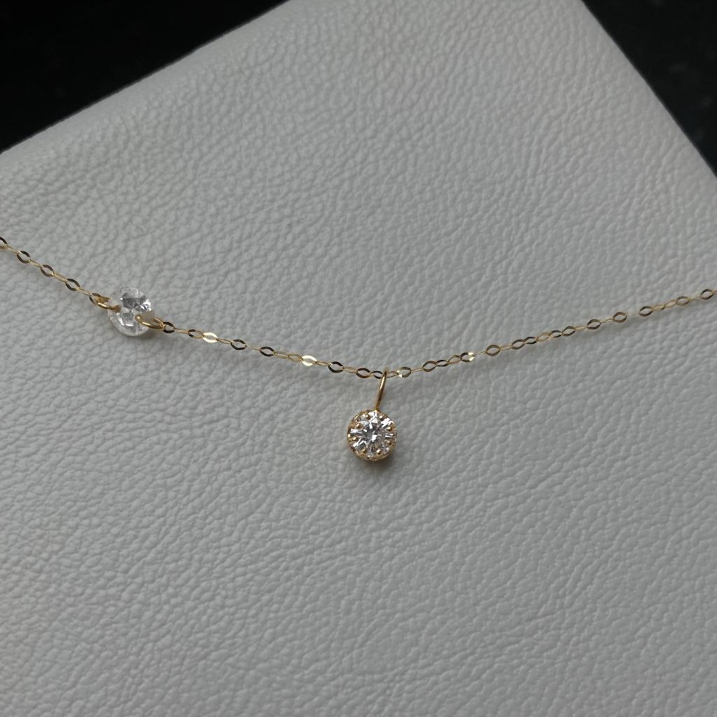 or jaune 18K solitaire diamant minimalist collier, Bijoux, Sacs & Beauté, Enlèvement ou Envoi, Comme neuf, Or, Blanc
