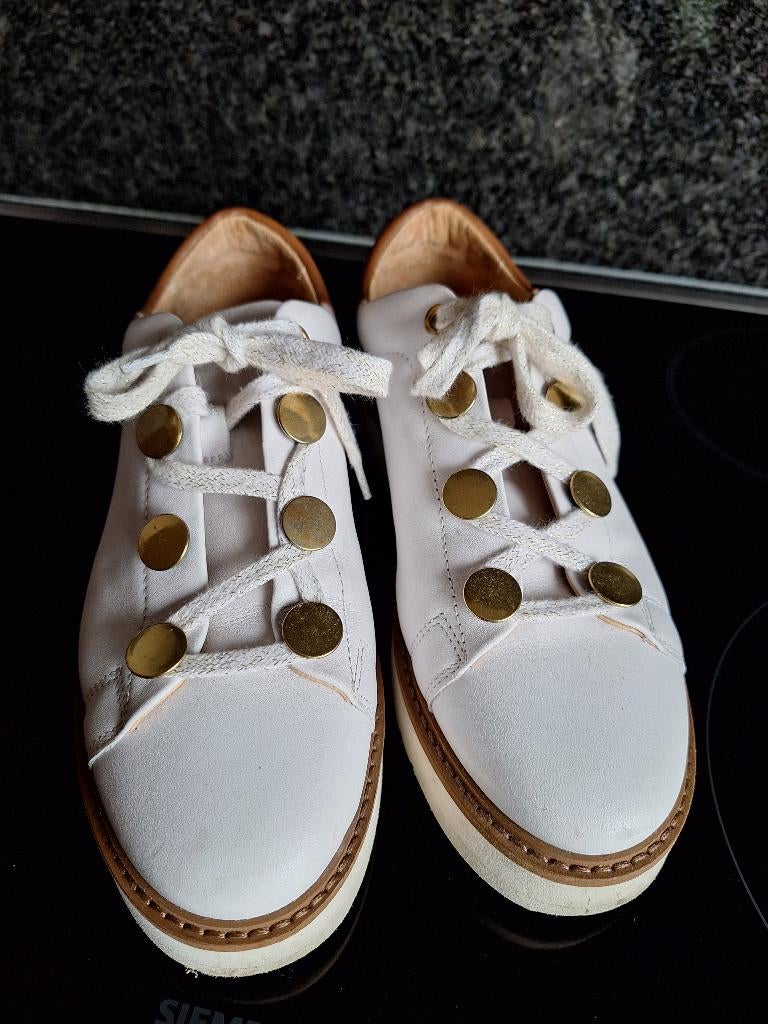 witte schoenen 39, leer, Kleding | Dames, Schoenen, Ophalen, Zo goed als nieuw, Wit, Instappers