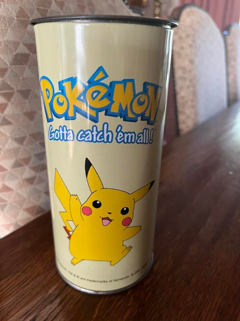 Vintage metalen spaarpot Pokemon H 19 cm + 25 j oud, Ophalen of Verzenden, Gebruikt