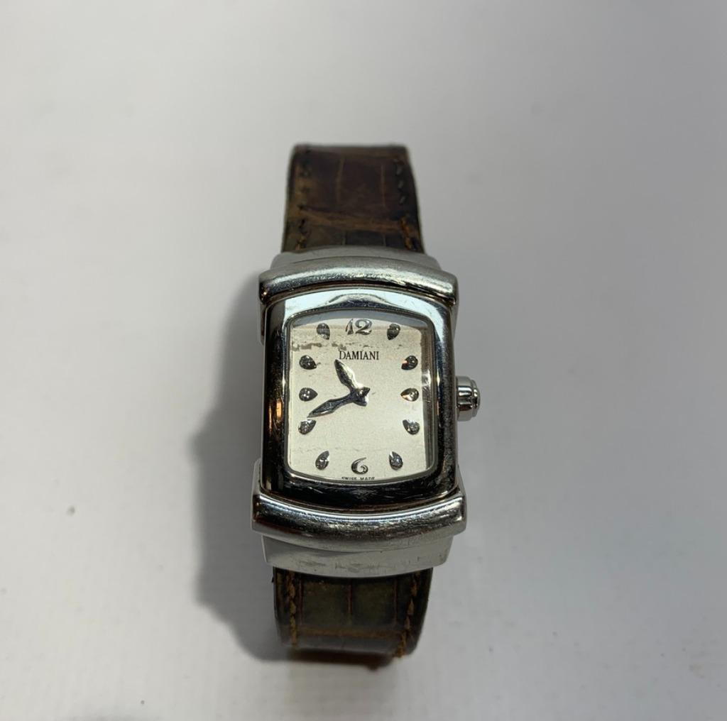 Damiani Vintage Ego Clock with Diamonds, Handtassen en Accessoires, Horloges | Antiek, Overige merken, Staal, Met bandje, Polshorloge