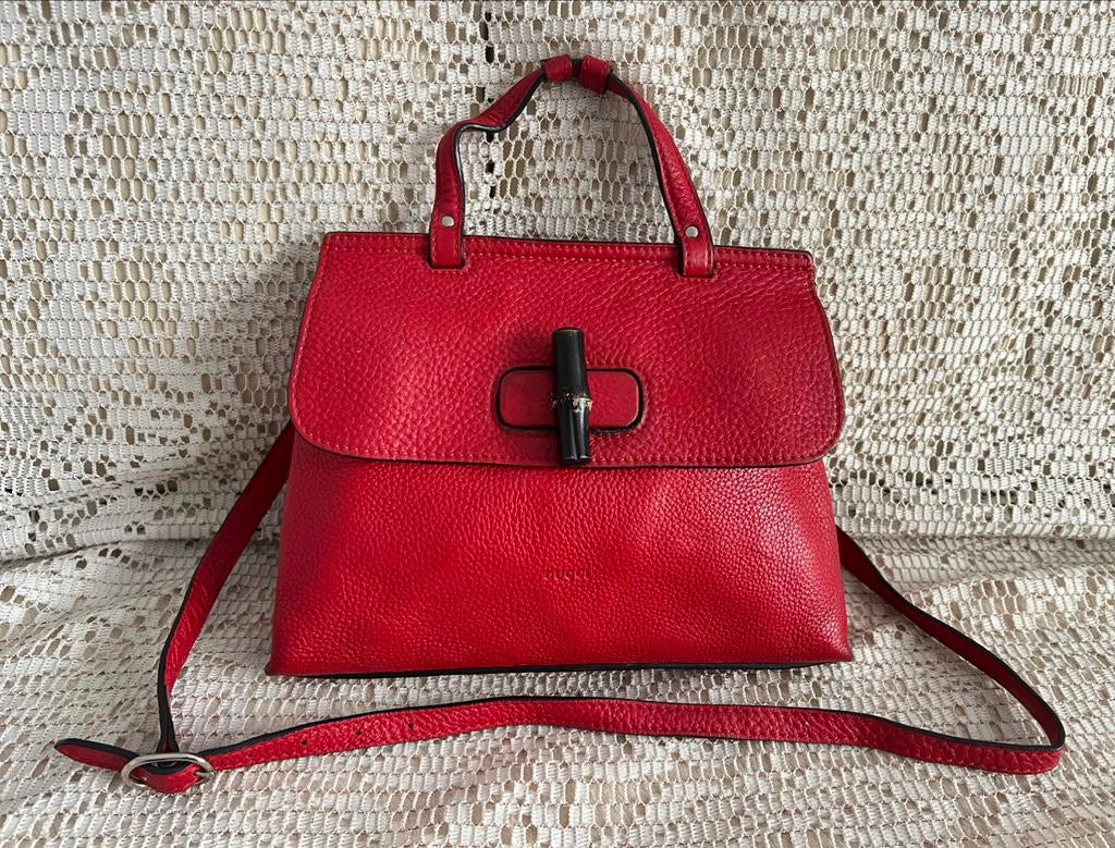 Sac GUCCI Bamboo Daily cuir rouge, Bijoux, Sacs & Beauté, Sacs | Sacs à bandoulière, Enlèvement ou Envoi, Rouge, Cuir