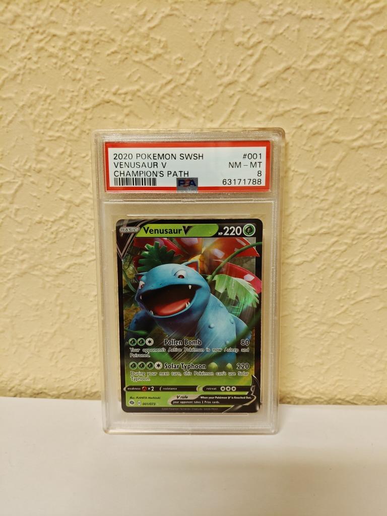 Venusaur V Champions Path PSA8, Ophalen of Verzenden, Zo goed als nieuw, Losse kaart, Foil