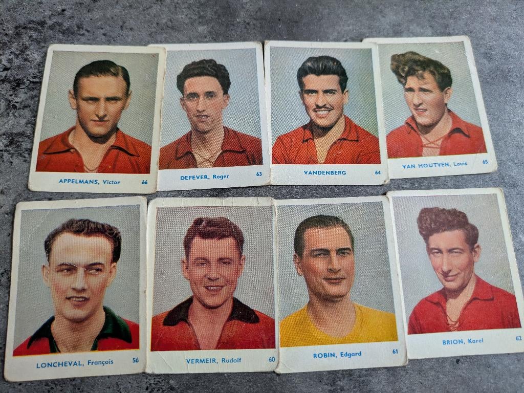 Voetbal BELGIAN CHEWING GUM 1951/52 PRENTEN 8X US DOORNIK, Ophalen of Verzenden