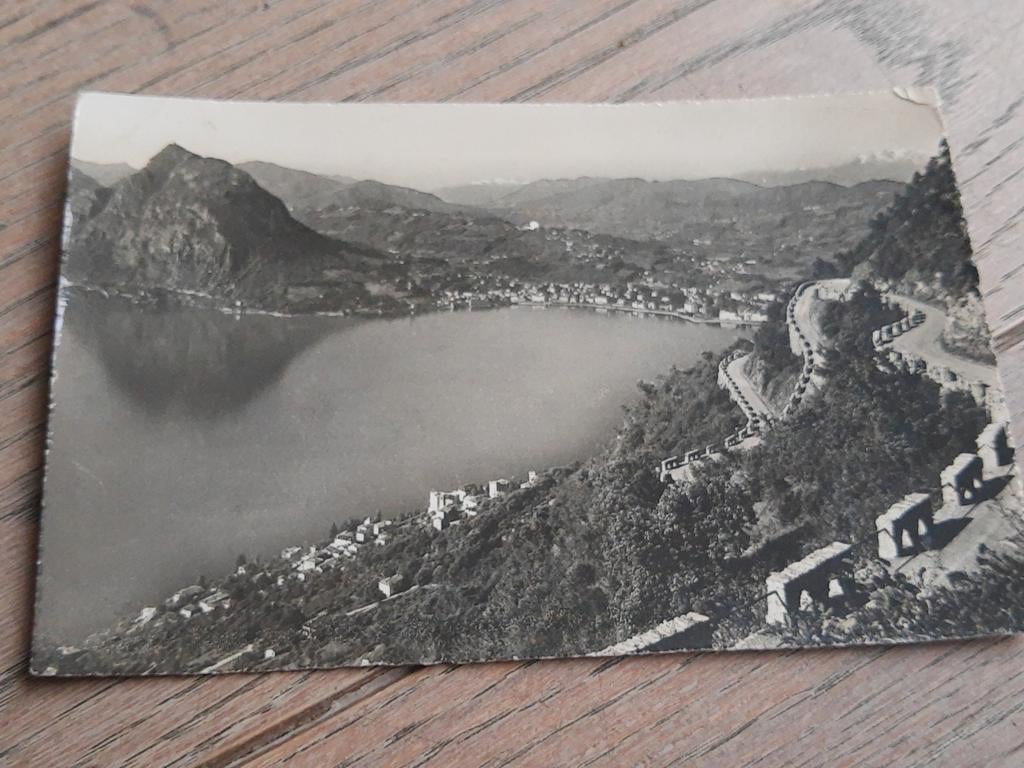Oude beschreven postkaart: Lugano, panorama, Ophalen of Verzenden