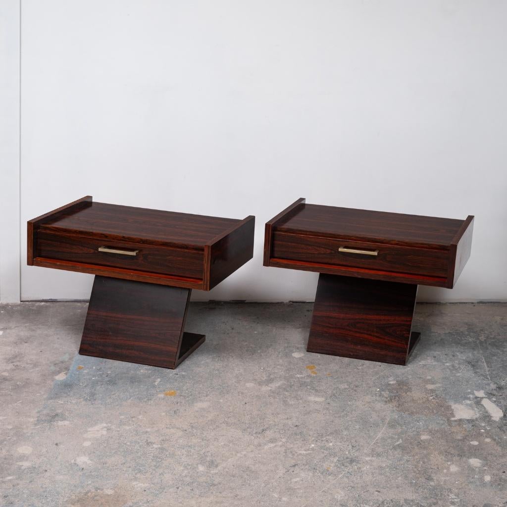 Paire de table de chevet en palissandre de rio, Maison & Meubles, Enlèvement ou Envoi, 45 à 65 cm, Utilisé, 55 à 70 cm