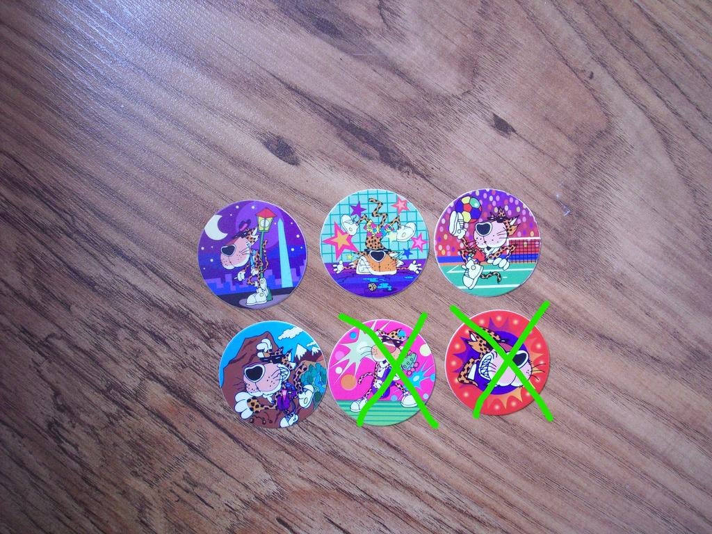 NL 1e druk flippo`s serie 76 t/m 100 oranje achterkant, Verzamelen, Flippo's, Losse flippo's, Adventure, Cheetos 24 Game, Chester Cheetos
