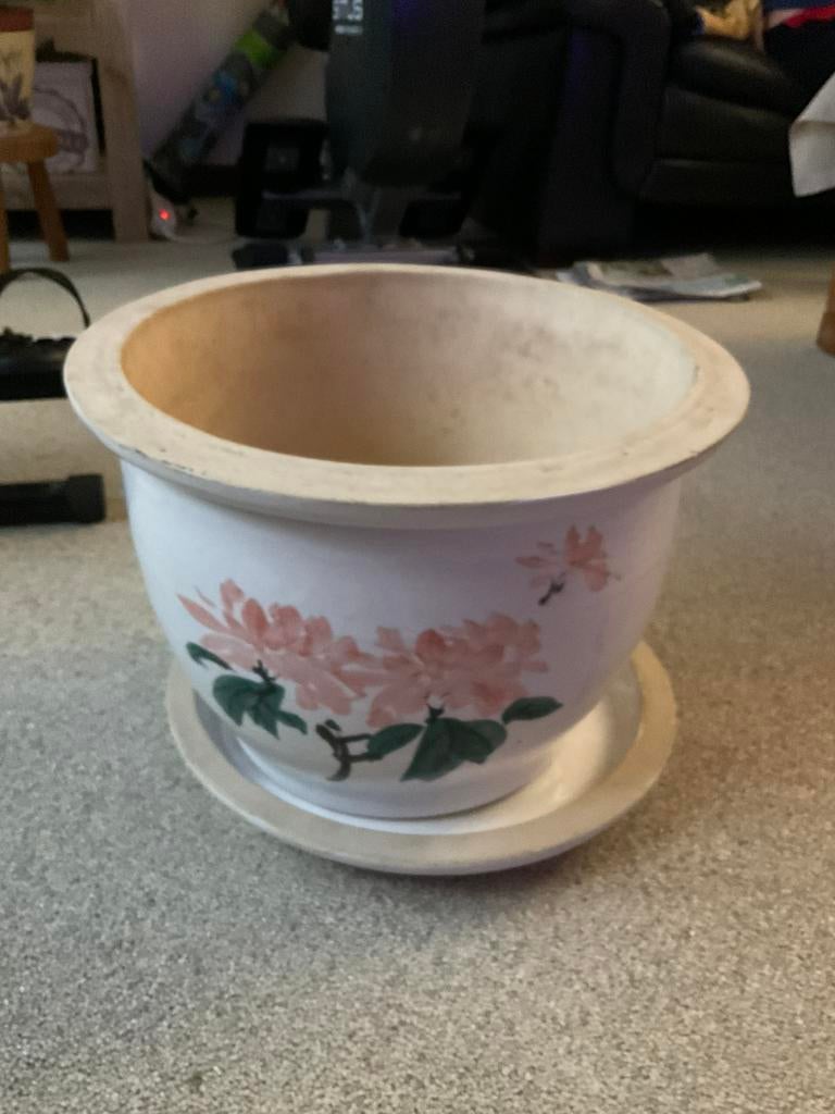 Bloempot in keramiek, Tuin en Terras, Ophalen, Zo goed als nieuw