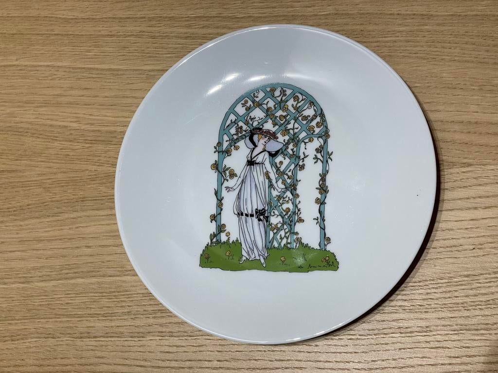 H. Robert Dammy Art Nouveau Rose Trellis porseleinen bord, Antiquités & Art, Enlèvement