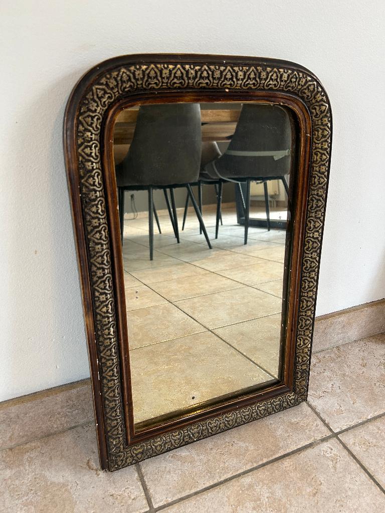 Miroir d'époque Napoléon III, Antiquités & Art, Enlèvement ou Envoi, Autres formes, Moins de 50 cm, Moins de 100 cm
