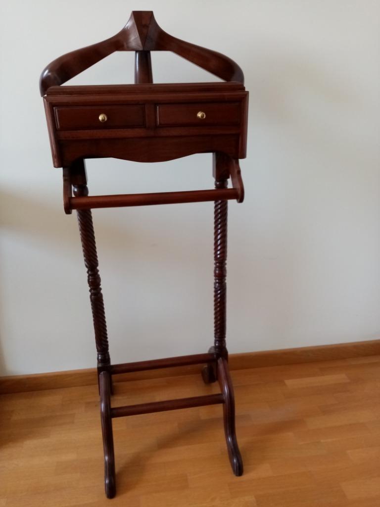 Valet de chambre en acajou avec 2 tiroirs poignées en laiton, Enlèvement, Comme neuf