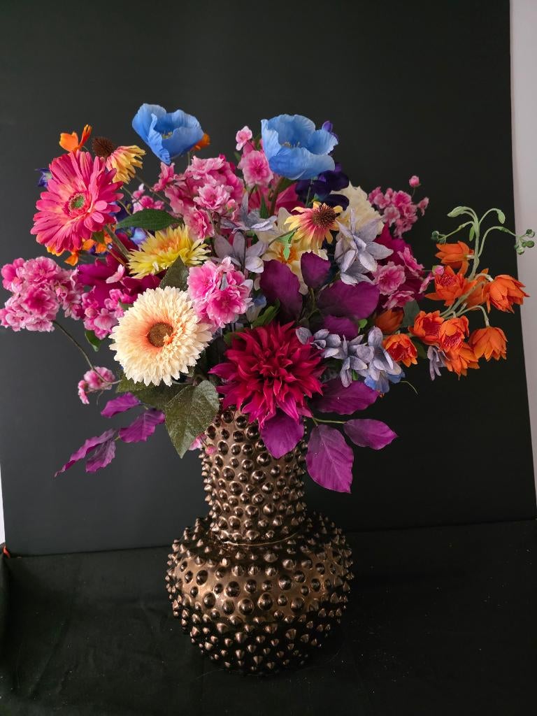 Vaas met kunstbloemen, Ophalen, Nieuw, Bloemstuk, Inclusief kunstbloemen