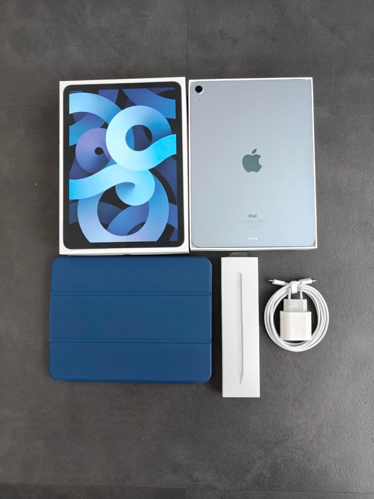 Apple iPad Air (2020), 64GB, blauw met pencil., Computers en Software, Apple iPads, Zo goed als nieuw, Apple iPad, 10 inch, 64 GB