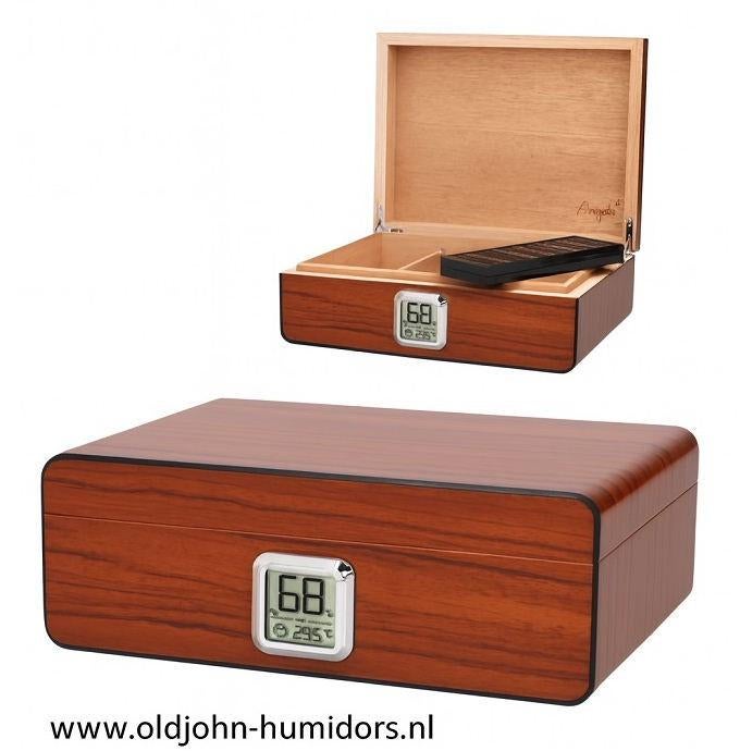 HUMIDOR ANGELO   BRUIN MAT - HOUTNERF DESIGN - DIGITAAL h35, Verzenden, Nieuw, Tabaksdoos of Verpakking