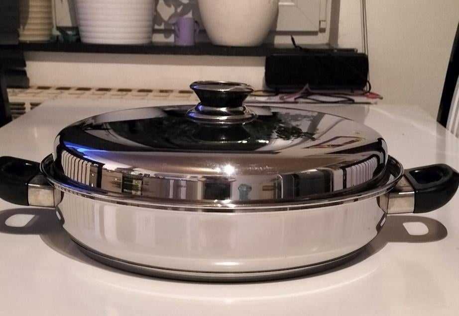 Grande casserole inox professionnelle avec thermomètre, Enlèvement, Comme neuf, Inox, Casserole ou Cocotte-minute