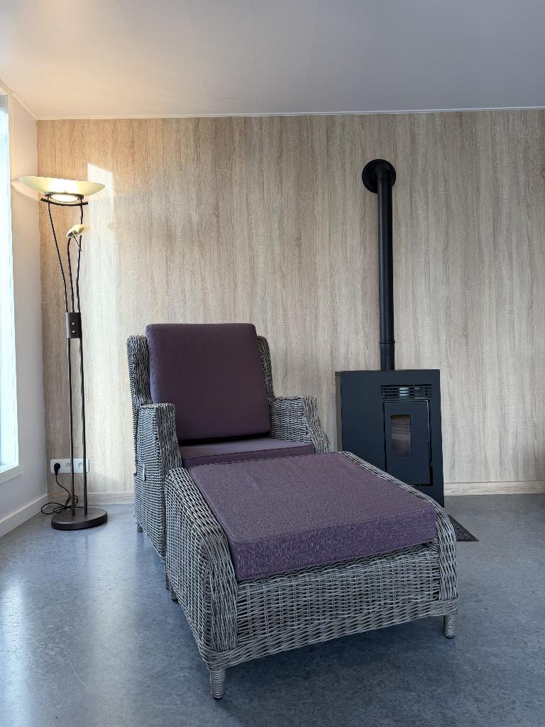 Chaise longue de jardin avec pouf/pouf, Jardin & Terrasse, Bancs de jardin, Utilisé, Osier, Enlèvement