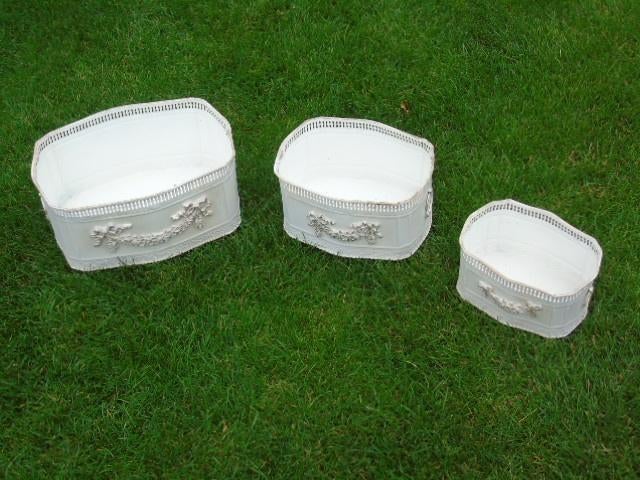 jardinière + dessins florale , lot de 3 pcs !, Jardin & Terrasse, Enlèvement ou Envoi, Intérieur, Métal, Autres formes