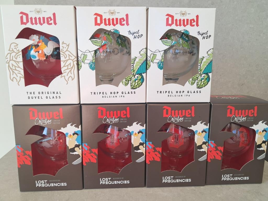 Glazen duvel glas tripel hop lost frequencies original hedof, Verzamelen, Ophalen, Nieuw, Bierglas