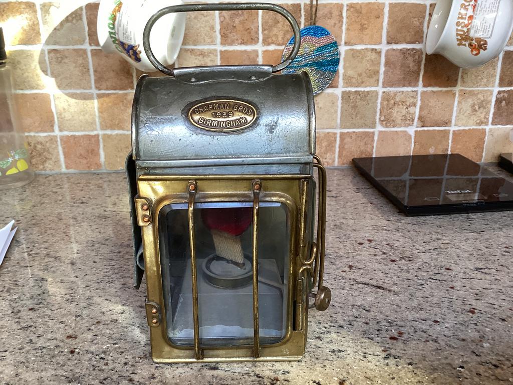 Lampe de chemin de fer ancienne Chapman Bros Birmingham 1939, Antiquités & Art, Enlèvement