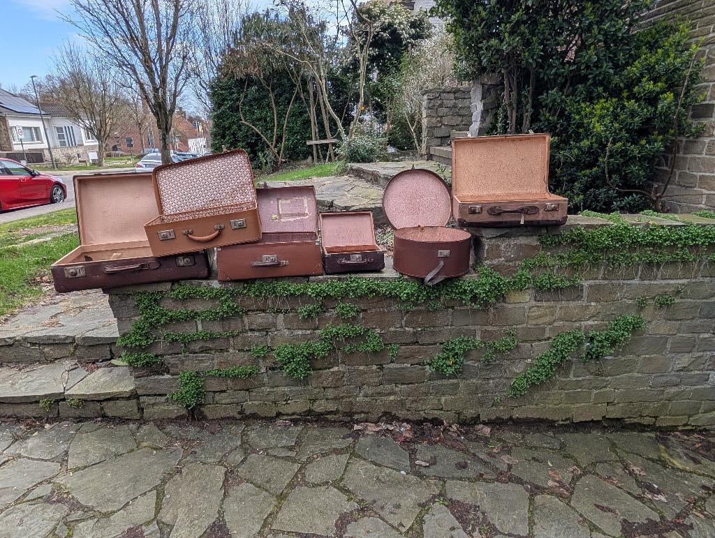 SET VAN 6 VINTAGE KOFFERS/KOFFERS VOOR DECORATIE, Ophalen, Gebruikt, Overige materialen