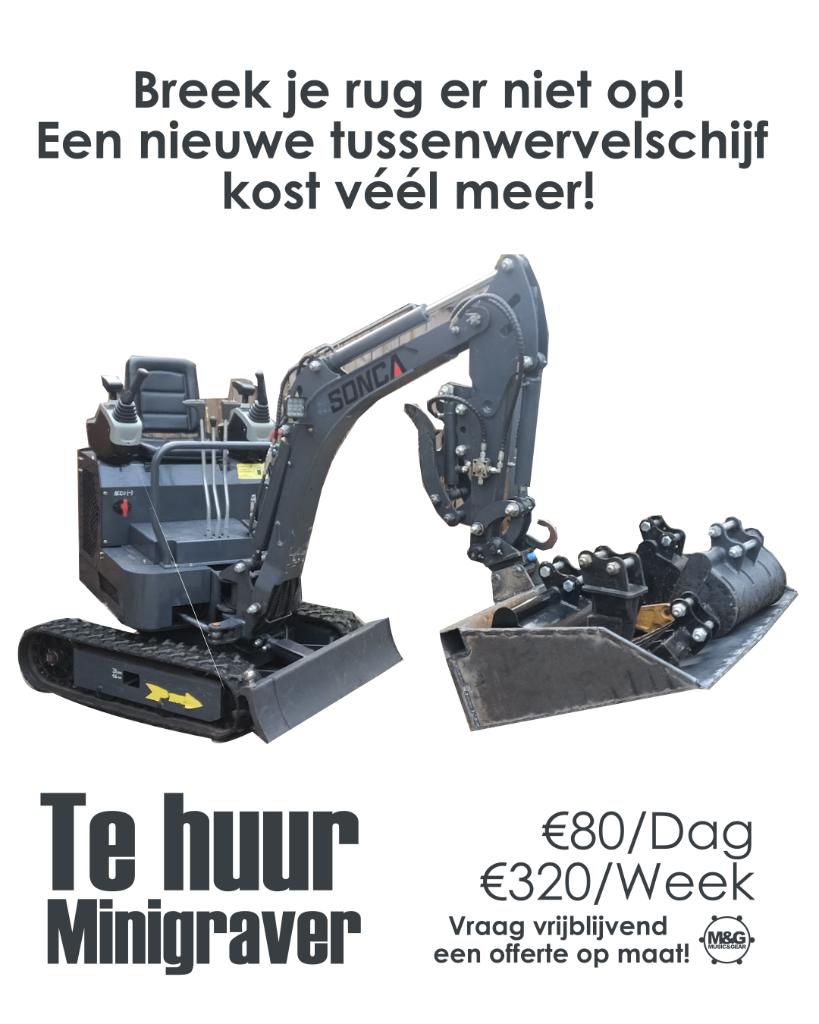 Minigraver 1 ton, Zakelijke goederen, Machines en Bouw | Kranen en Graafmachines, Ophalen