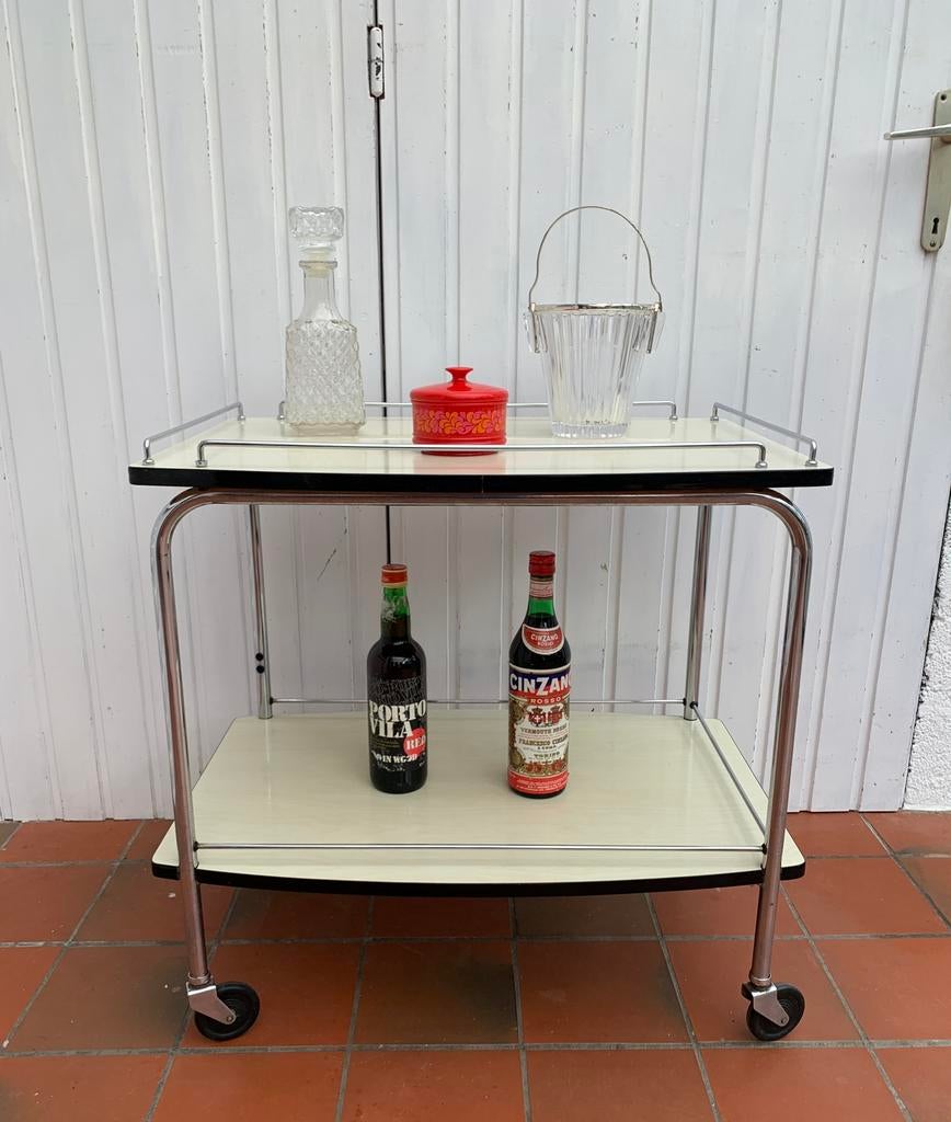 Desserte vintage formica/métal chromer, Enlèvement, Utilisé, Métal