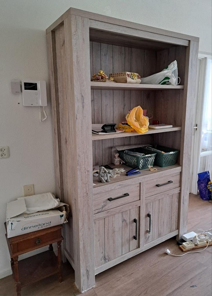 Woonkamer kast met planken, 2 lades en 2 deuren, moet weg., Ophalen, Gebruikt, Overige houtsoorten, Met deur(en)