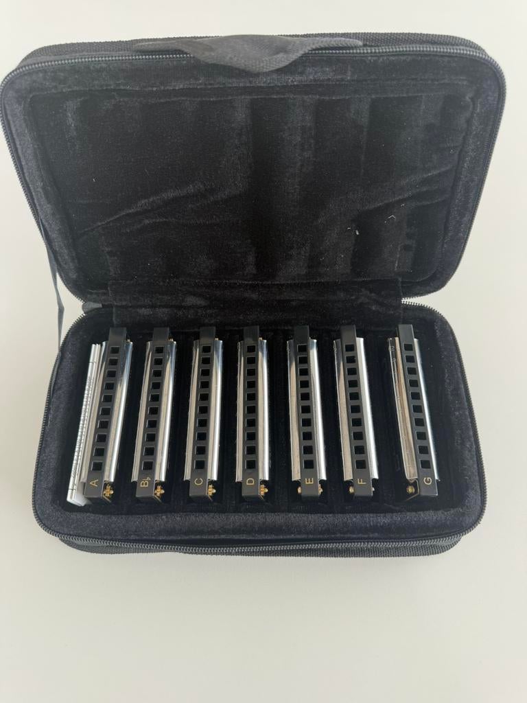 Hohner 7 delige blues harmonica set, Muziek en Instrumenten, Blaasinstrumenten | Mondharmonica's, Ophalen, Zo goed als nieuw
