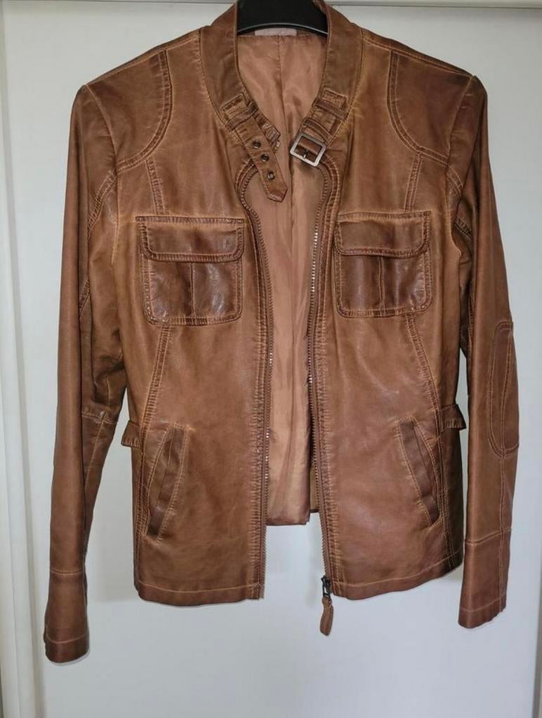 Superbe veste en cuir italienne brun clair taille Small., Enlèvement, Comme neuf, Brun