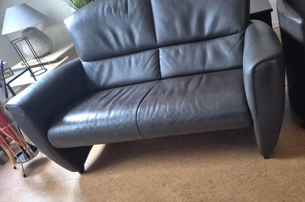 2 persoons Zetel, en 1 persoon stoel leder merk JORI, Enlèvement, Comme neuf