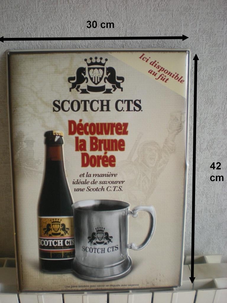 SCOTCH C.T.S.  Publicité tôle, Collections, Marques de bière, Enlèvement ou Envoi, Neuf, Panneau, Plaque ou Plaquette publicitaire