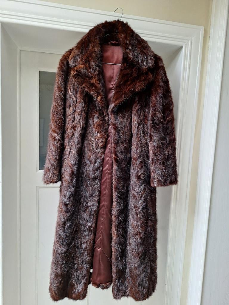 Bruine vintage bontmantel, maat S, Kleding | Dames, Jassen | Winter, Ophalen, Maat 36 (S)