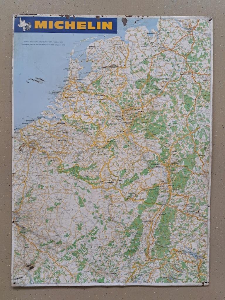 Vintage Metalen Uiittreksel Michelin wegenkaart N987 1970, Verzamelen, Merken en Reclamevoorwerpen, Gebruikt, Reclamebord, Ophalen