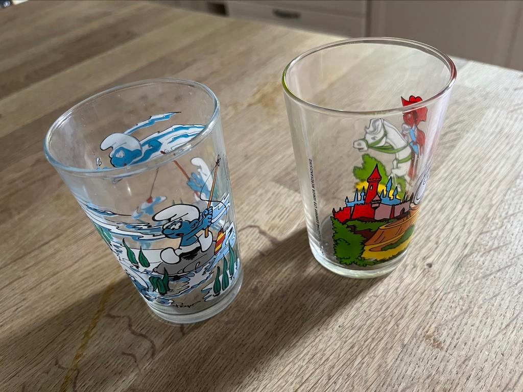 Verre Schtroumpfs ancien  / moutarde / Collection, Collections, Enlèvement ou Envoi, Comme neuf