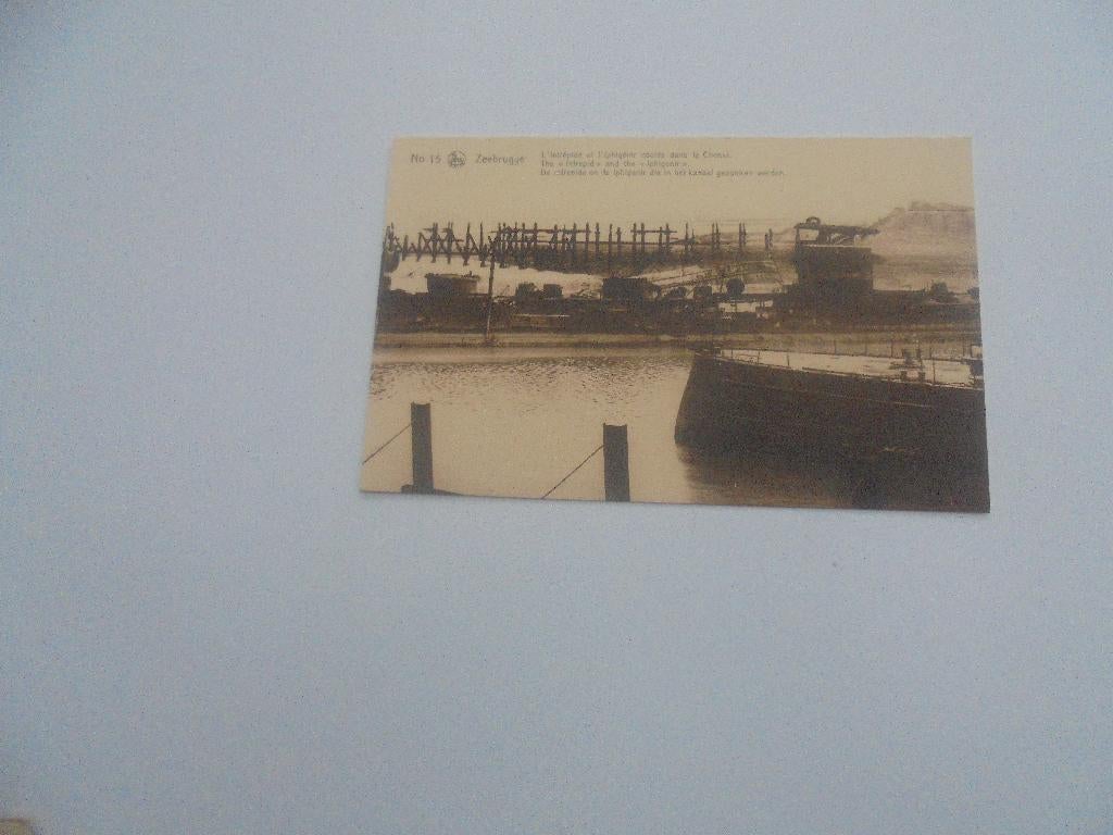 zeebrugge-ruines 1914-18 in het kanaal, Verzamelen, Postkaarten | België, Ophalen of Verzenden, Voor 1920, Ongelopen, West-Vlaanderen