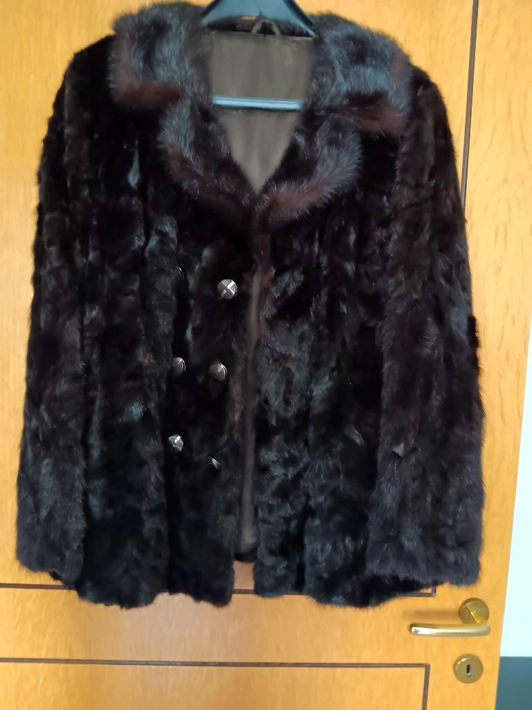 veste d'hiver en fourrure véritable, Brun, Enlèvement, Porté, Taille 42/44 (L)