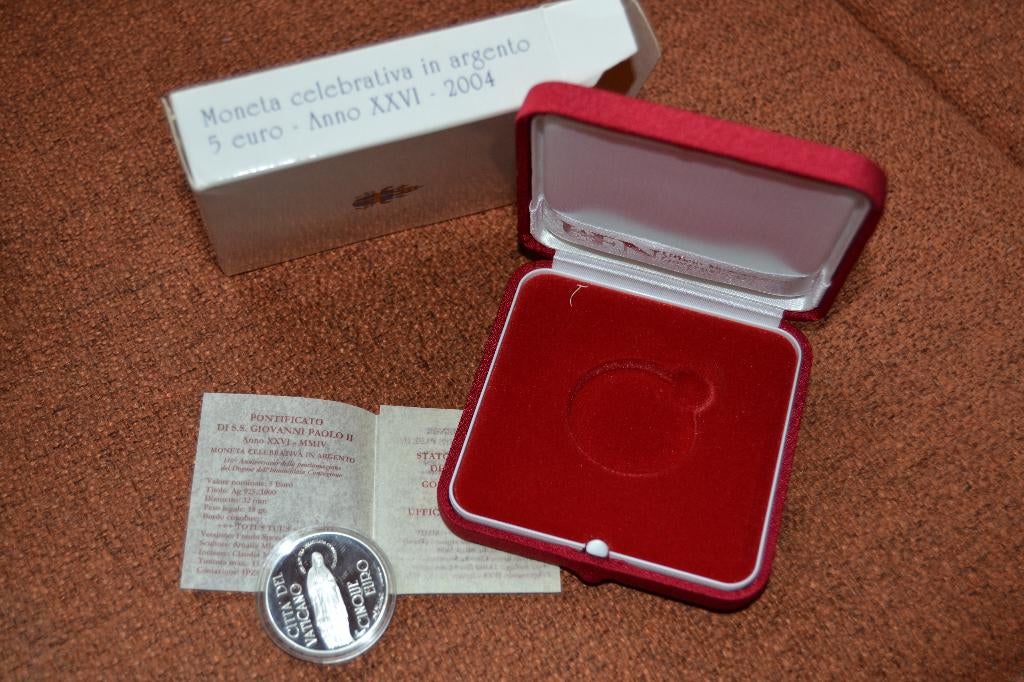 5€ Vatikaan 2004, Postzegels en Munten, Vaticaanstad, Setje, Zilver, Ophalen of Verzenden
