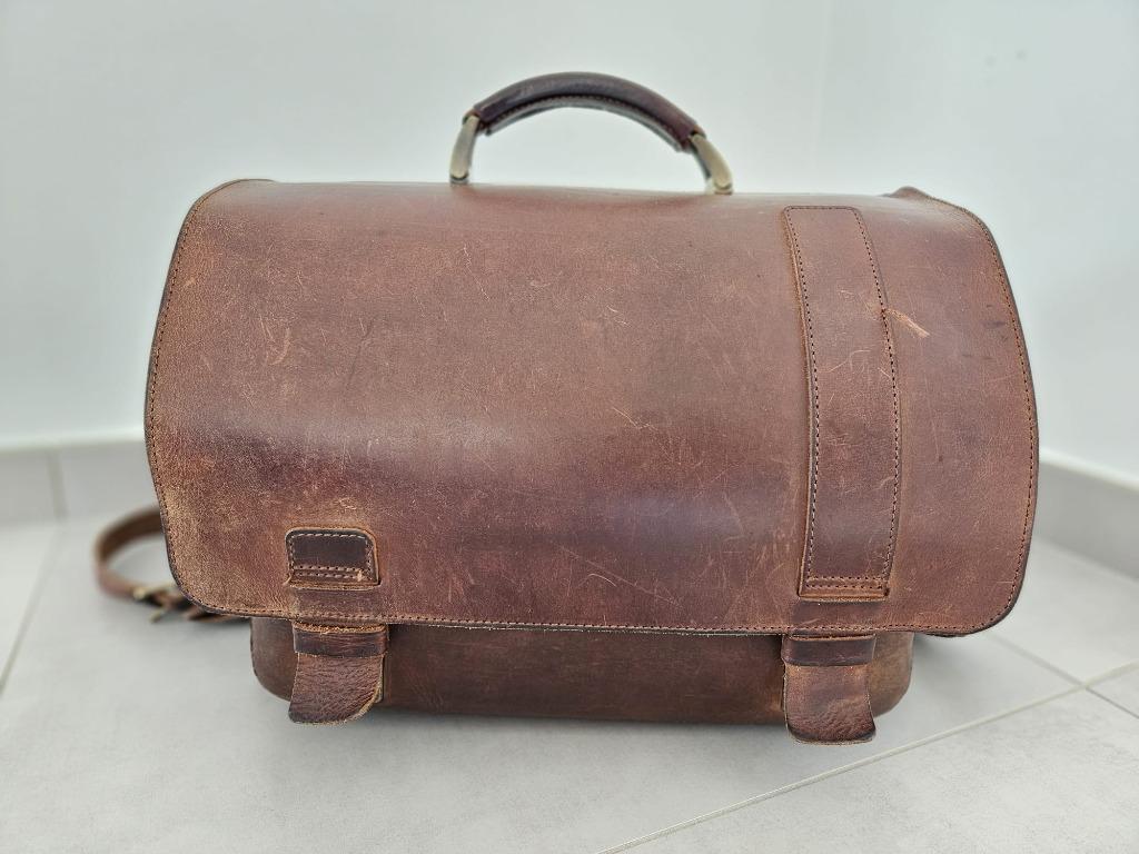 Leren dokterstas/ruiterstas, Handtassen en Accessoires, Gebruikt, Bruin, Leer, Ophalen