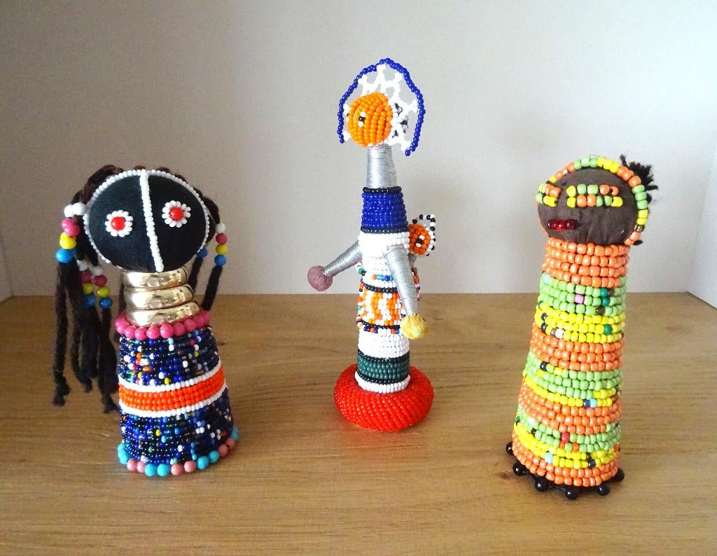 Ndebele folk art vruchtbaarheidspoppetjes. Scherpe setprijs!, Antiek en Kunst, Kunst | Niet-Westerse kunst, Ophalen of Verzenden