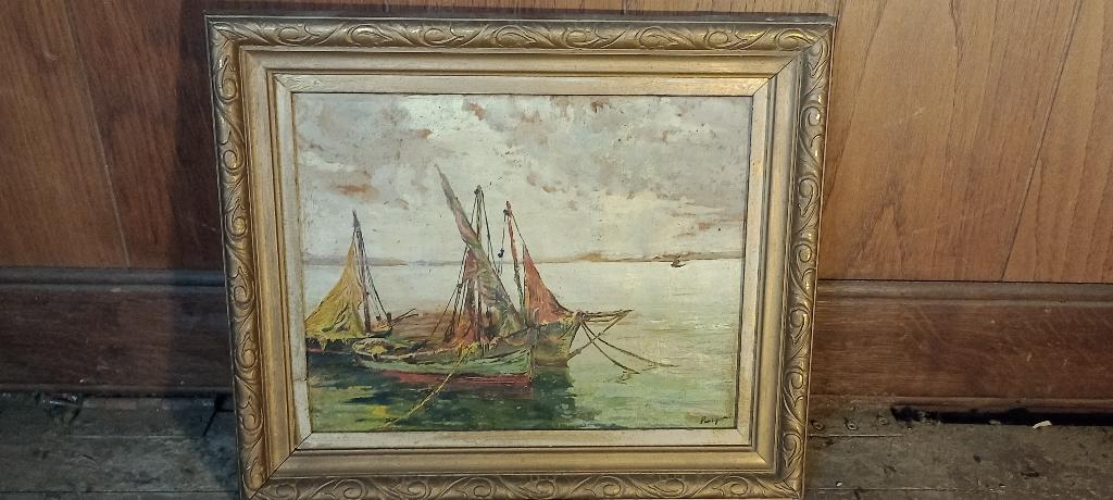 Peinture signée, 38x32, n79, Antiquités & Art, Art | Peinture | Classique, Enlèvement ou Envoi