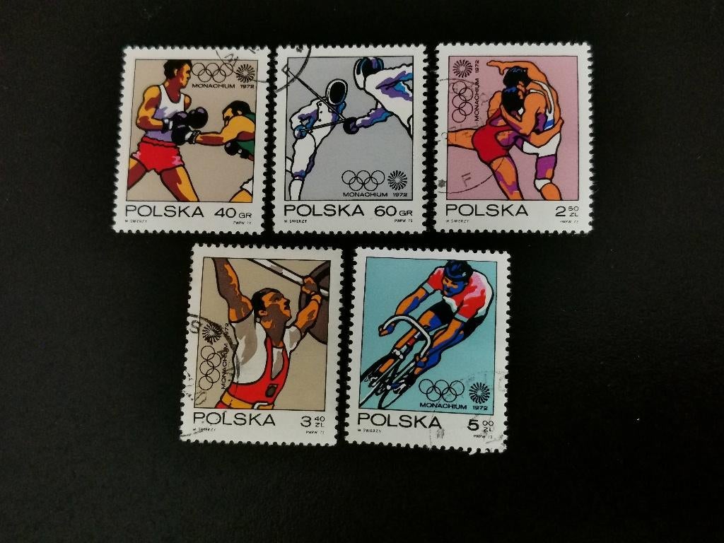 Pologne 1972 - sports - boxe, escrime, lutte, cyclisme, Enlèvement ou Envoi, Pologne, Affranchi