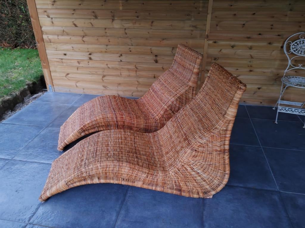 Karlskrona rotan Chaise Lounge set by Carl Öjerstam, Ophalen, Zo goed als nieuw, Rotan