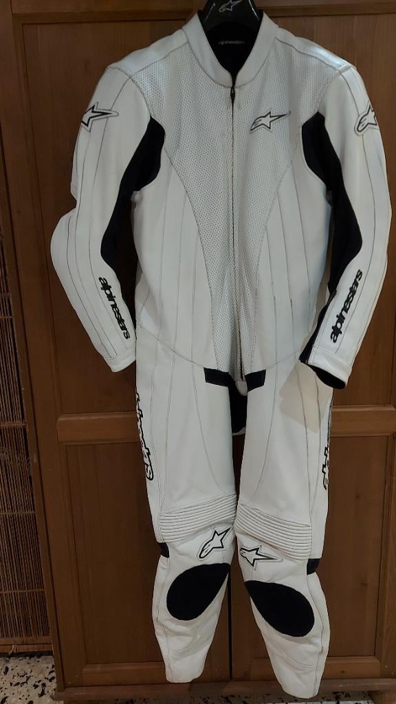 COMBI MOTO ALPINESTARS taille 54 homme 100% cuir blanc, Seconde main, Enlèvement, ALPINSTARS, Combinaison