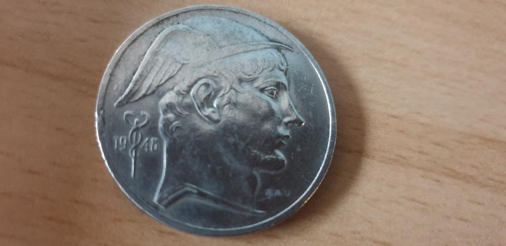 piece 50 fr Prince Charles type Mercure 1948 nl, Timbres & Monnaies, Monnaie en vrac, Argent, Belgique, Enlèvement