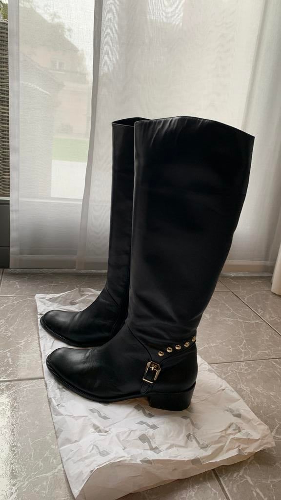 Natan zwarte lederen laarzen maat 37, Enlèvement, Porté, Bottes hautes, Natan