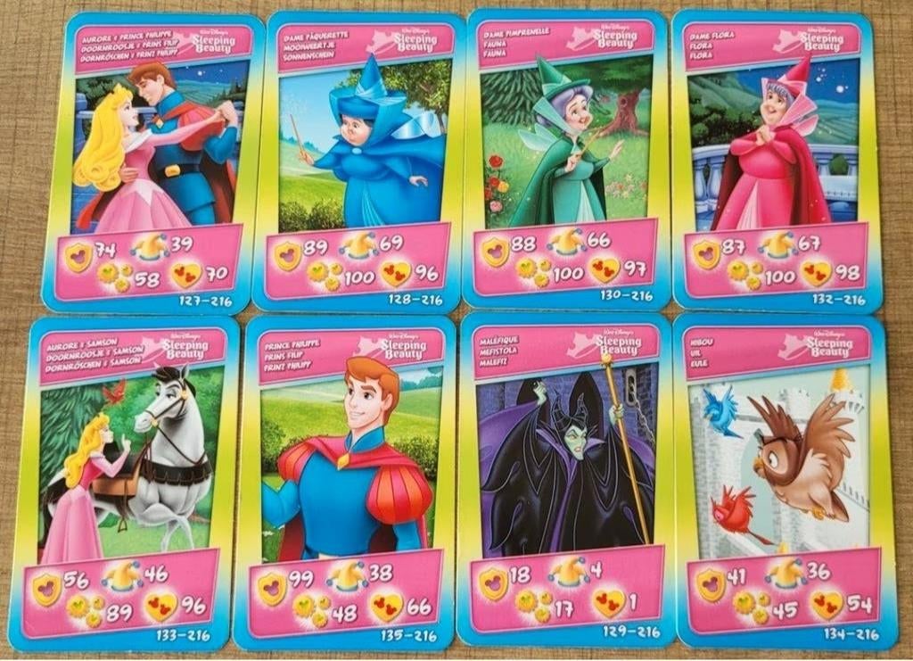 Doornroosje: 8 verzamelkaarten (Cora-Match), Collections, Enlèvement ou Envoi, Blanche-Neige ou Belle au Bois Dormant, Comme neuf