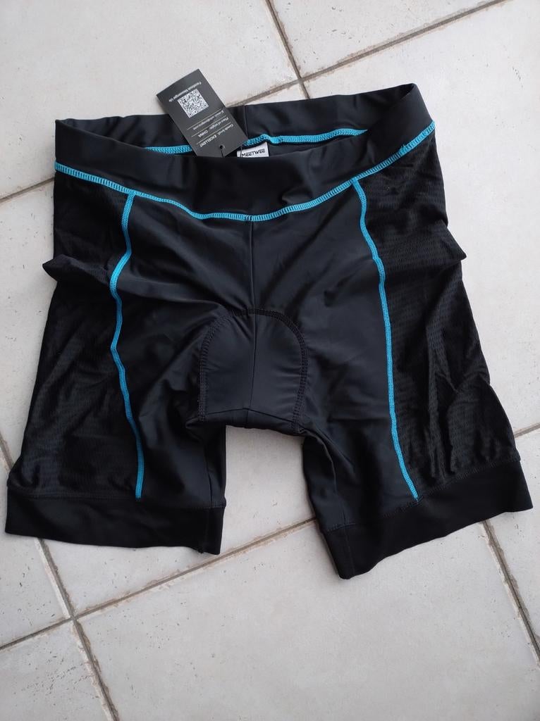 Zwarte fietsbroek met blauwe streep, maat L, Nieuw, Ophalen of Verzenden, L, Dames